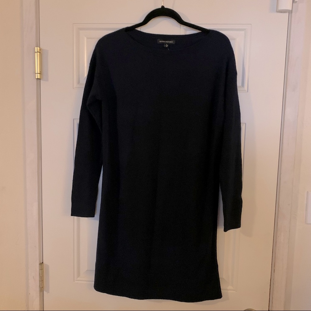 New JCrew Navy Knit Dress  S Fits M/L 8% Cashmere
